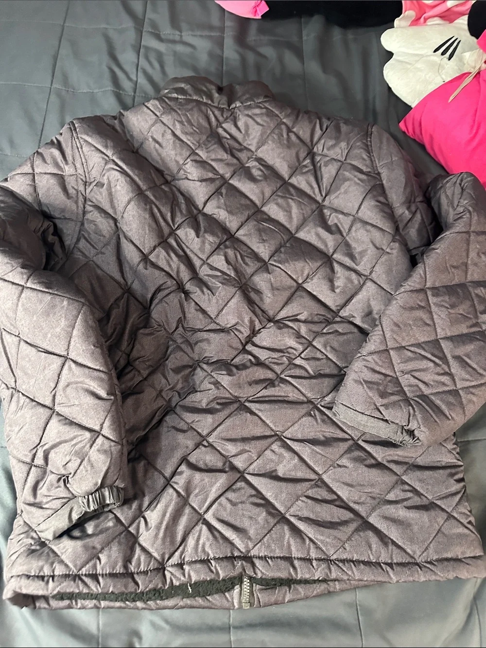 Quilted Puffer Jacket in Mauve Gray